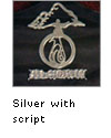 Silver logo with script